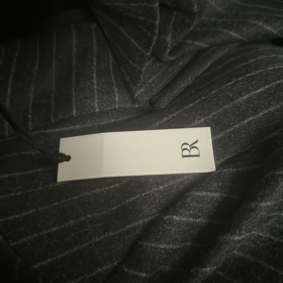 NWT! Banana Republic Gray Stripe Relaxed Slim Pinstripe Flannel Blazer and Pants - Picture 9 of 12